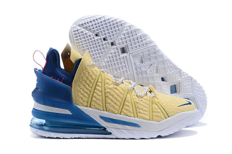 2020 Nike Lebron James 18 Yellow Blue Pink Basketball Shoes - Click Image to Close